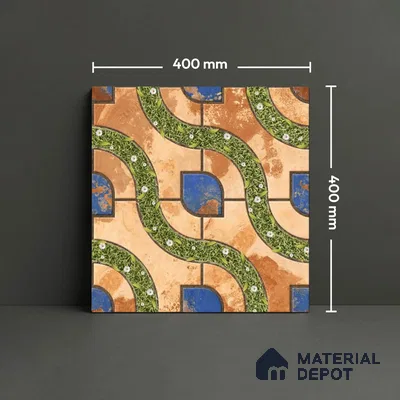 Patterned Look Floor Tile TL 09384 | Matte Finish 16 x 16 inch Vitrified Tile - 12 mm | Suitable For Kitchen, Bathroom, Bedroom & Office | Pattern Alignment May Vary | 2-3 mm Spacer is Mandatory