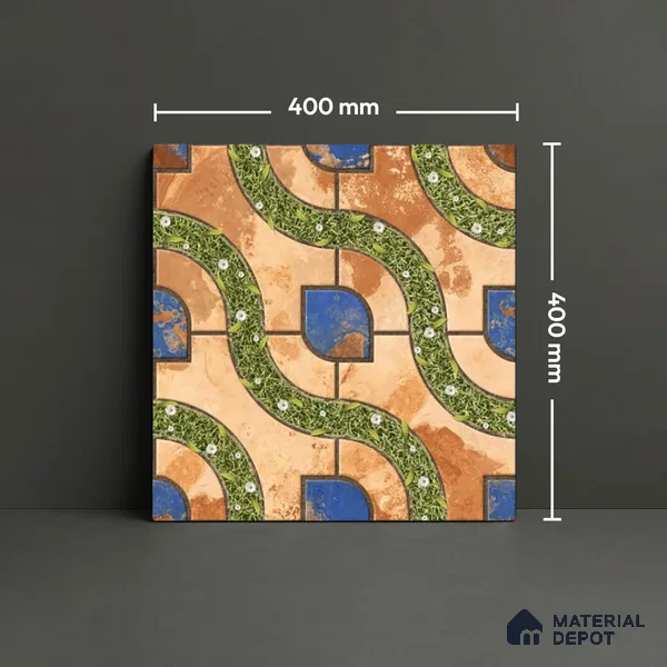 Patterned Look Floor Tile TL 09384 | Matte Finish 16 x 16 inch Vitrified Tile - 12 mm | Suitable For Kitchen, Bathroom, Bedroom & Office | Pattern Alignment May Vary | 2-3 mm Spacer is Mandatory