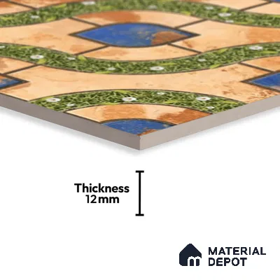 Patterned Look Floor Tile TL 09384 | Matte Finish 16 x 16 inch Vitrified Tile - 12 mm | Suitable For Kitchen, Bathroom, Bedroom & Office | Pattern Alignment May Vary | 2-3 mm Spacer is Mandatory