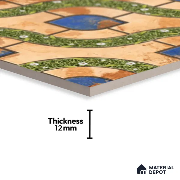 Patterned Look Floor Tile TL 09384 | Matte Finish 16 x 16 inch Vitrified Tile - 12 mm | Suitable For Kitchen, Bathroom, Bedroom & Office | Pattern Alignment May Vary | 2-3 mm Spacer is Mandatory