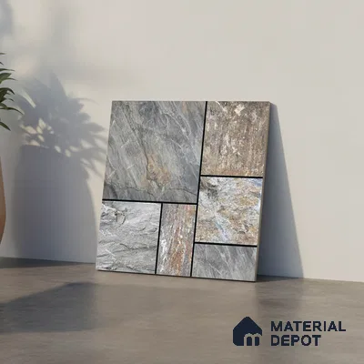 Stone Look Floor Tile TL 09376 | Matte Finish 16 x 16 inch Vitrified Tile - 12 mm | Suitable For Kitchen, Bathroom, Bedroom & Office | Pattern Alignment May Vary | 2-3 mm Spacer is Mandatory