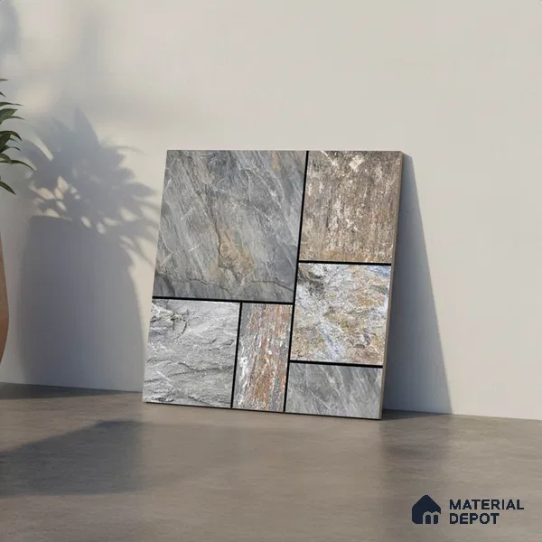 Stone Look Floor Tile TL 09376 | Matte Finish 16 x 16 inch Vitrified Tile - 12 mm | Suitable For Kitchen, Bathroom, Bedroom & Office | Pattern Alignment May Vary | 2-3 mm Spacer is Mandatory