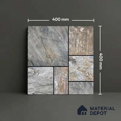 Stone Look Floor Tile TL 09376 | Matte Finish 16 x 16 inch Vitrified Tile - 12 mm | Suitable For Kitchen, Bathroom, Bedroom & Office | Pattern Alignment May Vary | 2-3 mm Spacer is Mandatory