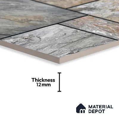 Stone Look Floor Tile TL 09376 | Matte Finish 16 x 16 inch Vitrified Tile - 12 mm | Suitable For Kitchen, Bathroom, Bedroom & Office | Pattern Alignment May Vary | 2-3 mm Spacer is Mandatory