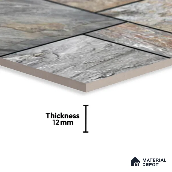 Stone Look Floor Tile TL 09376 | Matte Finish 16 x 16 inch Vitrified Tile - 12 mm | Suitable For Kitchen, Bathroom, Bedroom & Office | Pattern Alignment May Vary | 2-3 mm Spacer is Mandatory