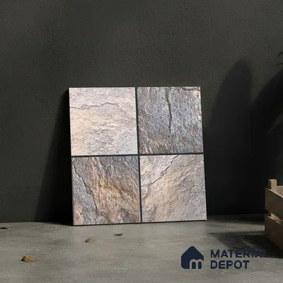 Stone Look Floor Tile TL 09370 | Matte Finish 16 x 16 inch Vitrified Tile - 12 mm | Suitable For Kitchen, Bathroom, Bedroom & Office | Pattern Alignment May Vary | 2-3 mm Spacer is Mandatory
