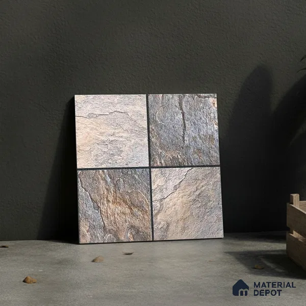 Stone Look Floor Tile TL 09370 | Matte Finish 16 x 16 inch Vitrified Tile - 12 mm | Suitable For Kitchen, Bathroom, Bedroom & Office | Pattern Alignment May Vary | 2-3 mm Spacer is Mandatory