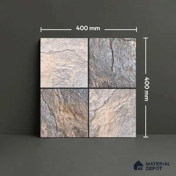 Stone Look Floor Tile TL 09370 | Matte Finish 16 x 16 inch Vitrified Tile - 12 mm | Suitable For Kitchen, Bathroom, Bedroom & Office | Pattern Alignment May Vary | 2-3 mm Spacer is Mandatory