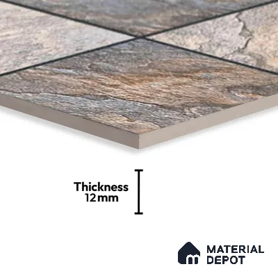 Stone Look Floor Tile TL 09370 | Matte Finish 16 x 16 inch Vitrified Tile - 12 mm | Suitable For Kitchen, Bathroom, Bedroom & Office | Pattern Alignment May Vary | 2-3 mm Spacer is Mandatory