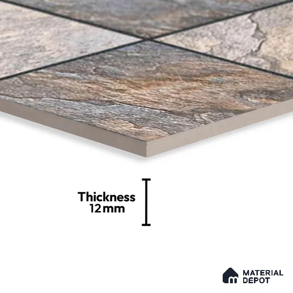 Stone Look Floor Tile TL 09370 | Matte Finish 16 x 16 inch Vitrified Tile - 12 mm | Suitable For Kitchen, Bathroom, Bedroom & Office | Pattern Alignment May Vary | 2-3 mm Spacer is Mandatory