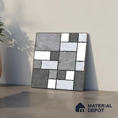 Stone Look Floor Tile TL 09375 | Matte Finish 16 x 16 inch Vitrified Tile - 12 mm | Suitable For Kitchen, Bathroom, Bedroom & Office | Pattern Alignment May Vary | 2-3 mm Spacer is Mandatory