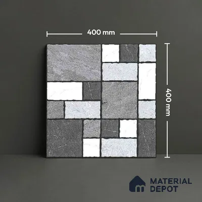 Stone Look Floor Tile TL 09375 | Matte Finish 16 x 16 inch Vitrified Tile - 12 mm | Suitable For Kitchen, Bathroom, Bedroom & Office | Pattern Alignment May Vary | 2-3 mm Spacer is Mandatory
