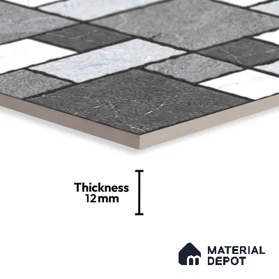 Stone Look Floor Tile TL 09375 | Matte Finish 16 x 16 inch Vitrified Tile - 12 mm | Suitable For Kitchen, Bathroom, Bedroom & Office | Pattern Alignment May Vary | 2-3 mm Spacer is Mandatory