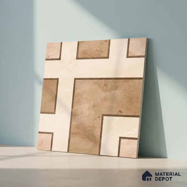 Patterned Look Floor Tile TL 09399 B | Matte Finish 2 ft x 2 ft Vitrified Tile - 12 mm | Suitable For Kitchen, Bathroom, Bedroom & Office | Please Expect a Slight Variation of Pattern