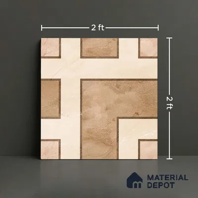 Patterned Look Floor Tile TL 09399 B | Matte Finish 2 ft x 2 ft Vitrified Tile - 12 mm | Suitable For Kitchen, Bathroom, Bedroom & Office | Please Expect a Slight Variation of Pattern