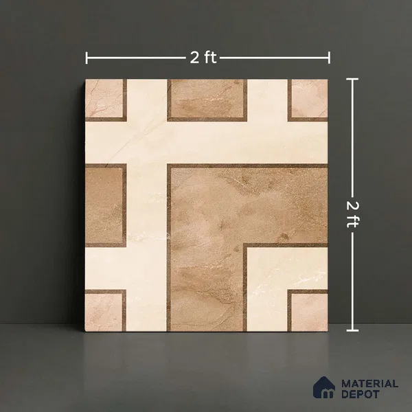 Patterned Look Floor Tile TL 09399 B | Matte Finish 2 ft x 2 ft Vitrified Tile - 12 mm | Suitable For Kitchen, Bathroom, Bedroom & Office | Please Expect a Slight Variation of Pattern