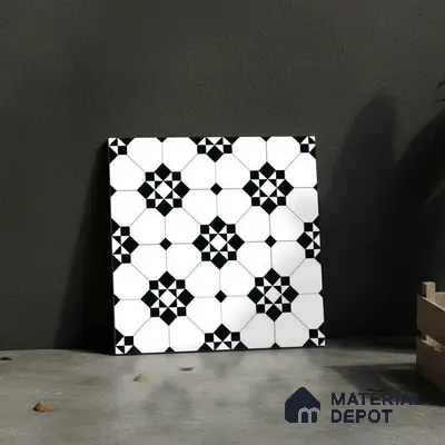 Moroccan Look Floor Tile TL 09386 | Matte Finish 16 x 16 inch Vitrified Tile - 12 mm | Suitable For Kitchen, Bathroom, Bedroom & Office | Pattern Alignment May Vary | 2-3 mm Spacer is Mandatory