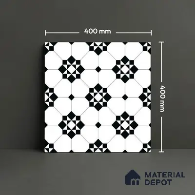 Moroccan Look Floor Tile TL 09386 | Matte Finish 16 x 16 inch Vitrified Tile - 12 mm | Suitable For Kitchen, Bathroom, Bedroom & Office | Pattern Alignment May Vary | 2-3 mm Spacer is Mandatory