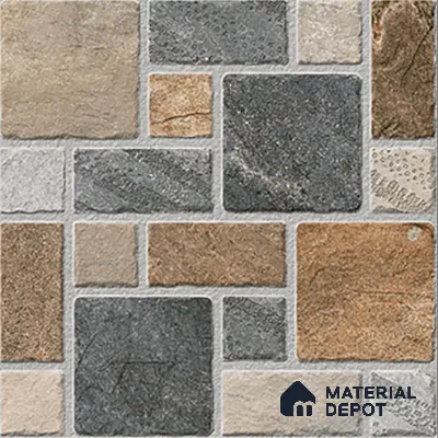 Stone Look Floor Tile TL 09368 | Matte Finish 16 x 16 inch Vitrified Tile - 12 mm | Suitable For Kitchen, Bathroom, Bedroom & Office | Pattern Alignment May Vary | 2-3 mm Spacer is Mandatory