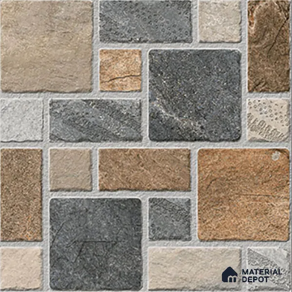 Stone Look Floor Tile TL 09368 | Matte Finish 16 x 16 inch Vitrified Tile - 12 mm | Suitable For Kitchen, Bathroom, Bedroom & Office | Pattern Alignment May Vary | 2-3 mm Spacer is Mandatory