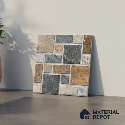 Stone Look Floor Tile TL 09368 | Matte Finish 16 x 16 inch Vitrified Tile - 12 mm | Suitable For Kitchen, Bathroom, Bedroom & Office | Pattern Alignment May Vary | 2-3 mm Spacer is Mandatory
