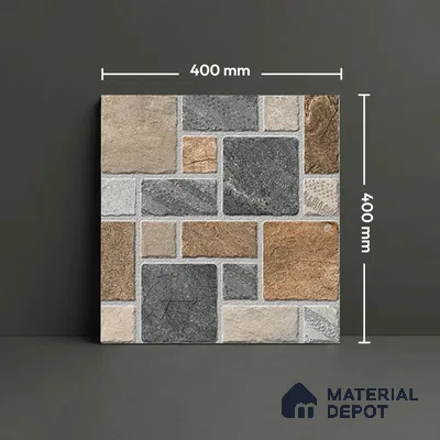 Stone Look Floor Tile TL 09368 | Matte Finish 16 x 16 inch Vitrified Tile - 12 mm | Suitable For Kitchen, Bathroom, Bedroom & Office | Pattern Alignment May Vary | 2-3 mm Spacer is Mandatory