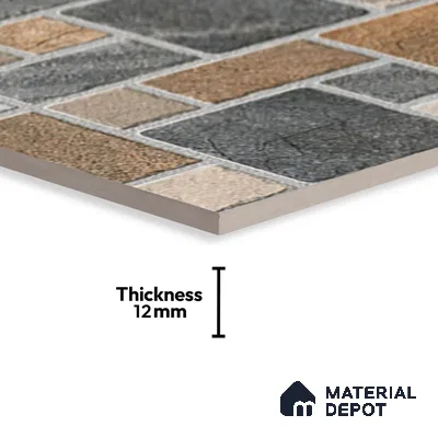 Stone Look Floor Tile TL 09368 | Matte Finish 16 x 16 inch Vitrified Tile - 12 mm | Suitable For Kitchen, Bathroom, Bedroom & Office | Pattern Alignment May Vary | 2-3 mm Spacer is Mandatory