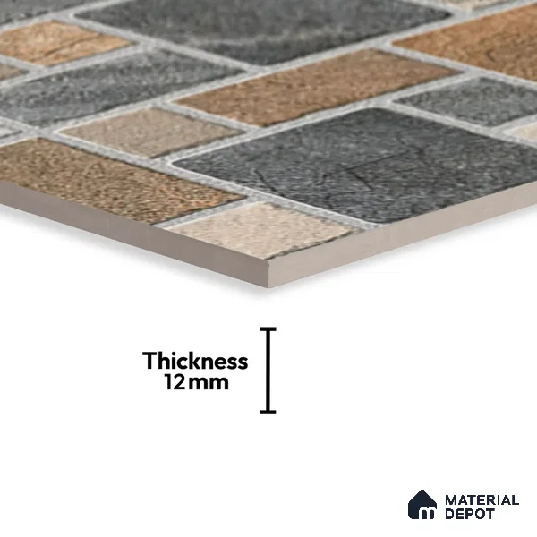Stone Look Floor Tile TL 09368 | Matte Finish 16 x 16 inch Vitrified Tile - 12 mm | Suitable For Kitchen, Bathroom, Bedroom & Office | Pattern Alignment May Vary | 2-3 mm Spacer is Mandatory