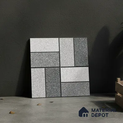 Stone Look Floor Tile TL 09381 | Matte Finish 16 x 16 inch Vitrified Tile - 12 mm | Suitable For Kitchen, Bathroom, Bedroom & Office | Pattern Alignment May Vary | 2-3 mm Spacer is Mandatory