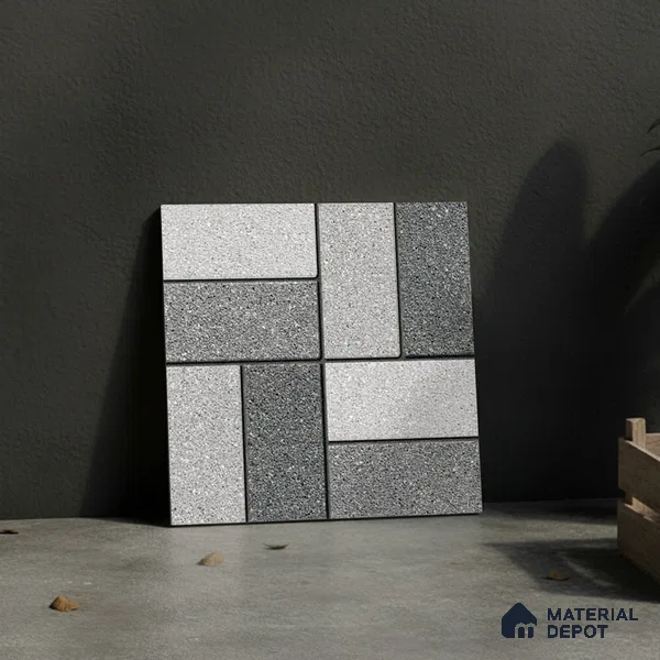 Stone Look Floor Tile TL 09381 | Matte Finish 16 x 16 inch Vitrified Tile - 12 mm | Suitable For Kitchen, Bathroom, Bedroom & Office | Pattern Alignment May Vary | 2-3 mm Spacer is Mandatory