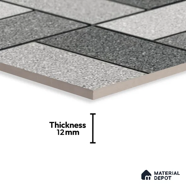 Stone Look Floor Tile TL 09381 | Matte Finish 16 x 16 inch Vitrified Tile - 12 mm | Suitable For Kitchen, Bathroom, Bedroom & Office | Pattern Alignment May Vary | 2-3 mm Spacer is Mandatory