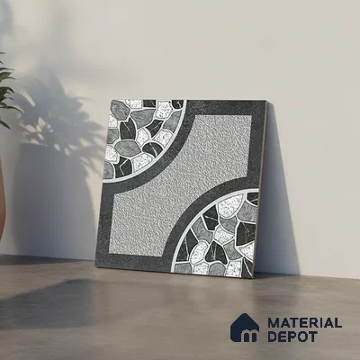 Patterned Look Floor Tile TL 09363 B | Matte Finish 16 x 16 inch Vitrified Tile - 12 mm | Suitable For Kitchen, Bathroom, Bedroom & Office | Pattern Alignment May Vary | 2-3 mm Spacer is Mandatory