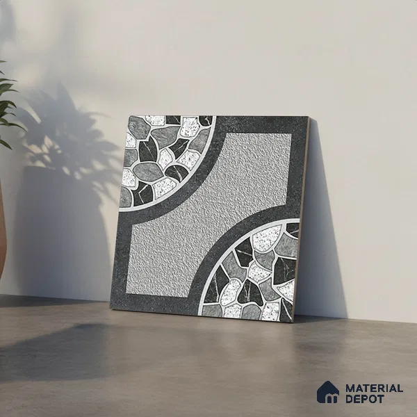 Patterned Look Floor Tile TL 09363 B | Matte Finish 16 x 16 inch Vitrified Tile - 12 mm | Suitable For Kitchen, Bathroom, Bedroom & Office | Pattern Alignment May Vary | 2-3 mm Spacer is Mandatory