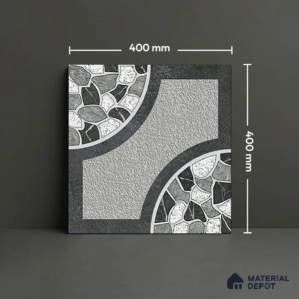 Patterned Look Floor Tile TL 09363 B | Matte Finish 16 x 16 inch Vitrified Tile - 12 mm | Suitable For Kitchen, Bathroom, Bedroom & Office | Pattern Alignment May Vary | 2-3 mm Spacer is Mandatory