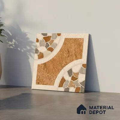 Patterned Look Floor Tile TL 09363 | Matte Finish 16 x 16 inch Vitrified Tile - 12 mm | Suitable For Kitchen, Bathroom, Bedroom & Office | Pattern Alignment May Vary | 2-3 mm Spacer is Mandatory