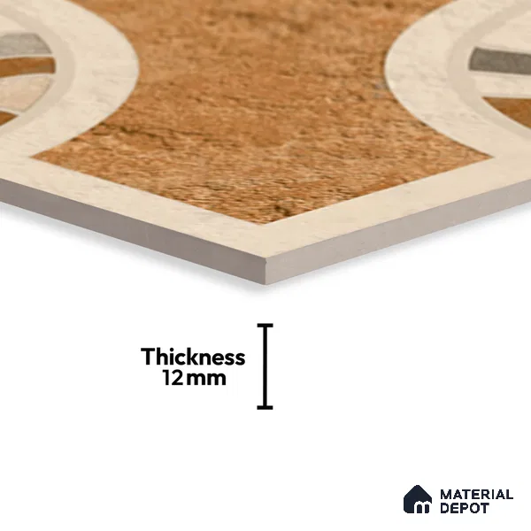 Patterned Look Floor Tile TL 09363 | Matte Finish 16 x 16 inch Vitrified Tile - 12 mm | Suitable For Kitchen, Bathroom, Bedroom & Office | Pattern Alignment May Vary | 2-3 mm Spacer is Mandatory