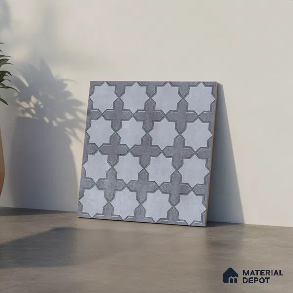 Geometric Look Floor Tile TL 09373 | Matte Finish 16 x 16 inch Vitrified Tile - 12 mm | Suitable For Kitchen, Bathroom, Bedroom & Office | Pattern Alignment May Vary | 2-3 mm Spacer is Mandatory