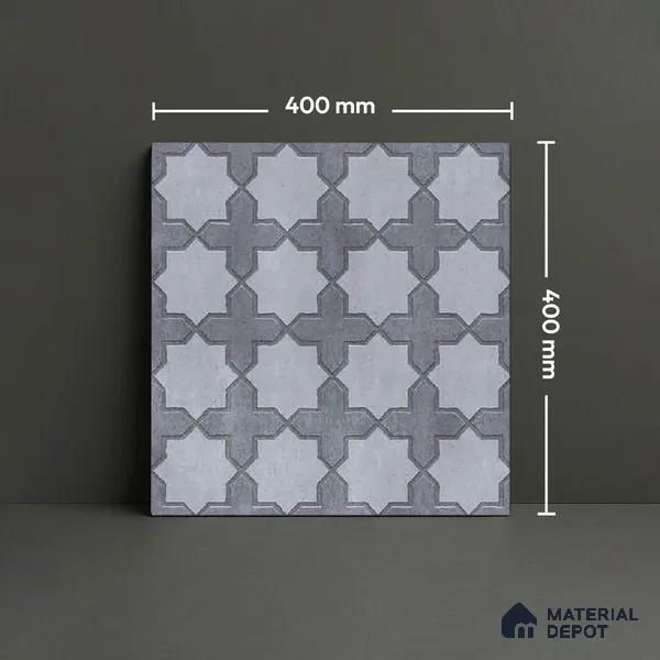 Geometric Look Floor Tile TL 09373 | Matte Finish 16 x 16 inch Vitrified Tile - 12 mm | Suitable For Kitchen, Bathroom, Bedroom & Office | Pattern Alignment May Vary | 2-3 mm Spacer is Mandatory
