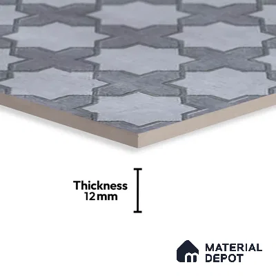 Geometric Look Floor Tile TL 09373 | Matte Finish 16 x 16 inch Vitrified Tile - 12 mm | Suitable For Kitchen, Bathroom, Bedroom & Office | Pattern Alignment May Vary | 2-3 mm Spacer is Mandatory