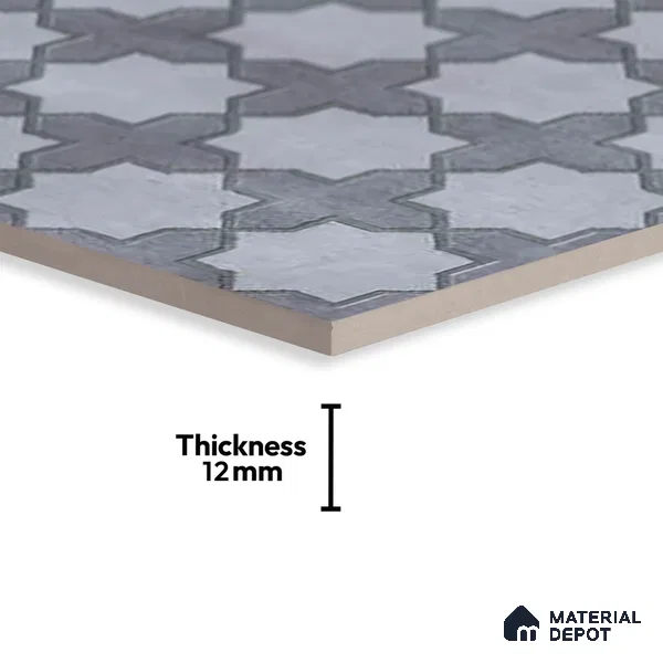 Geometric Look Floor Tile TL 09373 | Matte Finish 16 x 16 inch Vitrified Tile - 12 mm | Suitable For Kitchen, Bathroom, Bedroom & Office | Pattern Alignment May Vary | 2-3 mm Spacer is Mandatory