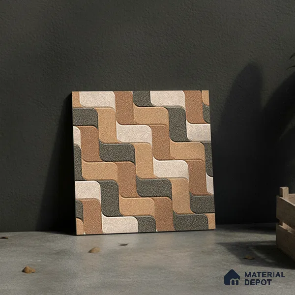 Patterned Look Floor Tile TL 09369 B | Matte Finish 16 x 16 inch Vitrified Tile - 12 mm | Suitable For Kitchen, Bathroom, Bedroom & Office | Pattern Alignment May Vary | 2-3 mm Spacer is Mandatory