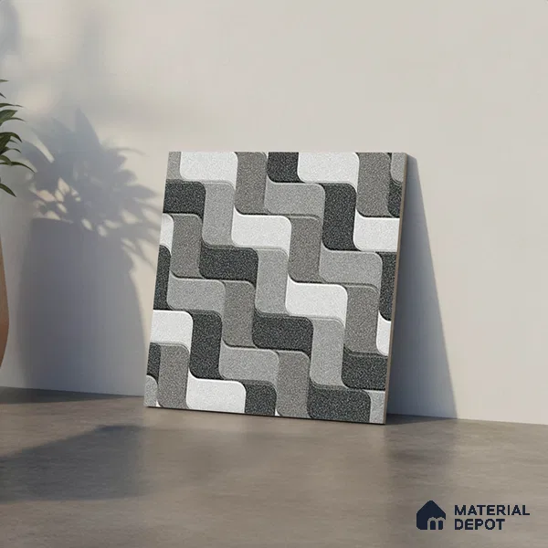 Patterned Look Floor Tile TL 09369 | Matte Finish 16 x 16 inch Vitrified Tile - 12 mm | Suitable For Kitchen, Bathroom, Bedroom & Office | Pattern Alignment May Vary | 2-3 mm Spacer is Mandatory