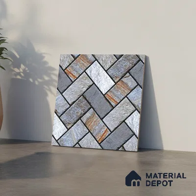 Stone Look Floor Tile TL 09382 | Matte Finish 16 x 16 inch Vitrified Tile - 12 mm | Suitable For Kitchen, Bathroom, Bedroom & Office | Pattern Alignment May Vary | 2-3 mm Spacer is Mandatory