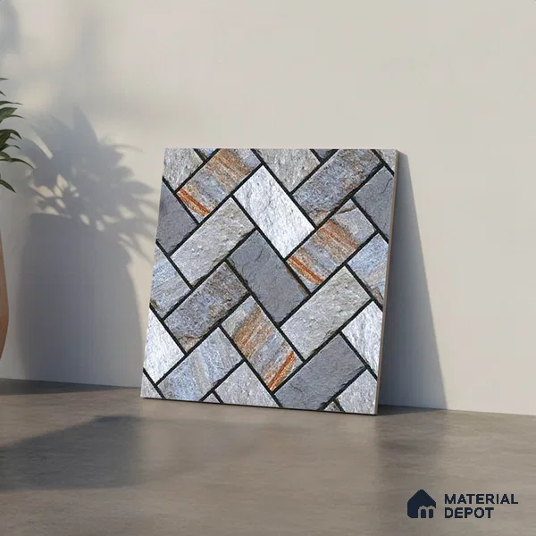 Stone Look Floor Tile TL 09382 | Matte Finish 16 x 16 inch Vitrified Tile - 12 mm | Suitable For Kitchen, Bathroom, Bedroom & Office | Pattern Alignment May Vary | 2-3 mm Spacer is Mandatory