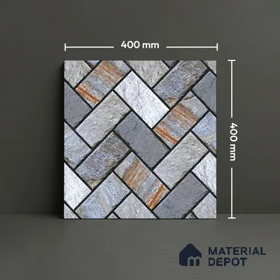 Stone Look Floor Tile TL 09382 | Matte Finish 16 x 16 inch Vitrified Tile - 12 mm | Suitable For Kitchen, Bathroom, Bedroom & Office | Pattern Alignment May Vary | 2-3 mm Spacer is Mandatory