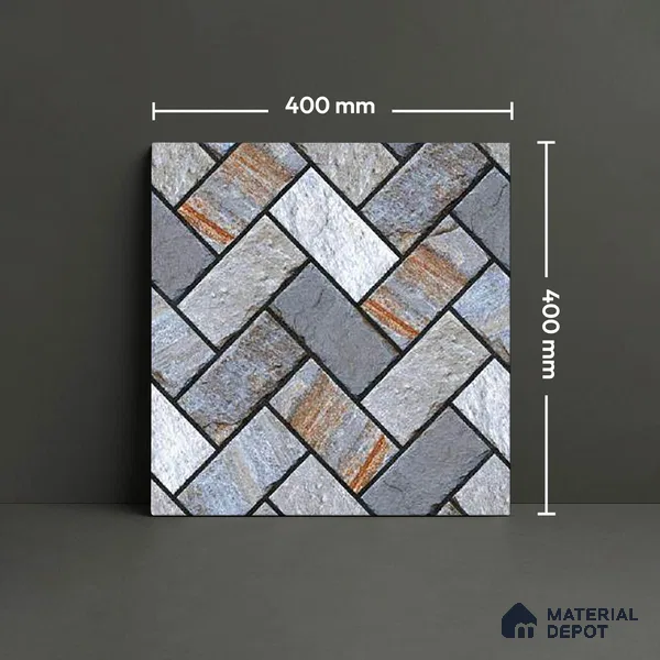 Stone Look Floor Tile TL 09382 | Matte Finish 16 x 16 inch Vitrified Tile - 12 mm | Suitable For Kitchen, Bathroom, Bedroom & Office | Pattern Alignment May Vary | 2-3 mm Spacer is Mandatory