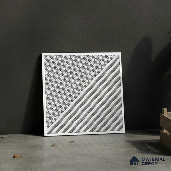 Patterned Look Floor Tile TL 09362 | Matte Finish 16 x 16 inch Vitrified Tile - 12 mm | Suitable For Kitchen, Bathroom, Bedroom & Office | Pattern Alignment May Vary | 2-3 mm Spacer is Mandatory