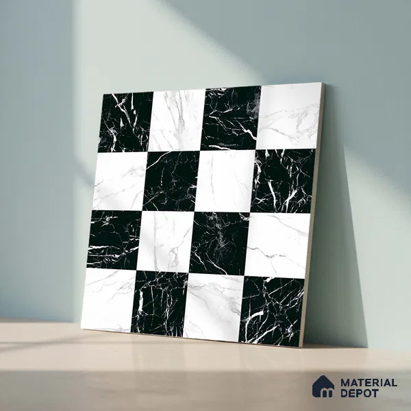 Marble Look Floor Tile TL 09398 | Matte Finish 2 ft x 2 ft Vitrified Tile - 12 mm | Suitable For Kitchen, Bathroom, Bedroom & Office