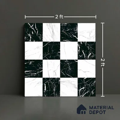 Marble Look Floor Tile TL 09398 | Matte Finish 2 ft x 2 ft Vitrified Tile - 12 mm | Suitable For Kitchen, Bathroom, Bedroom & Office