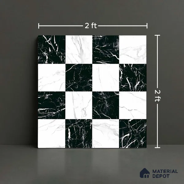 Marble Look Floor Tile TL 09398 | Matte Finish 2 ft x 2 ft Vitrified Tile - 12 mm | Suitable For Kitchen, Bathroom, Bedroom & Office